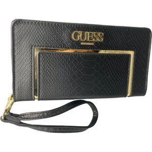 Guess Women's Black Snake Wristlet Wallet LIKE NEW